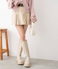 WEGO ベルト付チノプリーツスカパン