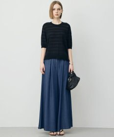 ICB L ナチュラルソフトデニム タックワイドパンツ