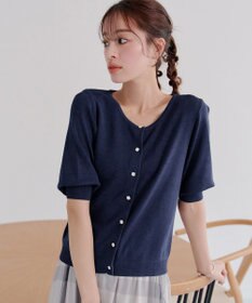 Tiaclasse  【洗える】ハーフスリーブサマーニットカーディガン