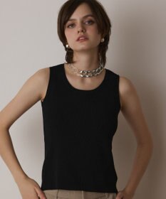 GRACE CONTINENTAL Uネックリブニットトップ