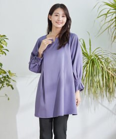 Tiaclasse 【洗える】プリーツパフ袖チュニックブラウス