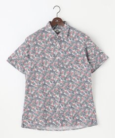 JOSEPH ABBOUD 【キングサイズ・リネン素材/清涼感/吸水速乾】リネンハニカムプリント 半袖 シャツ