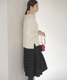 組曲 【WEB限定カラーあり】透かし編みバルキーハイネックニット