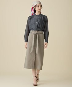 自由区 L ブラッシュドコットンサテンナロー スカート