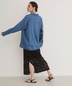 WEGO 【ANGIE VINTAGE】襟が選べる デニム プルオーバー シャツ（バンドカラー/レギュラー）