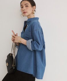 WEGO 【ANGIE VINTAGE】襟が選べる デニム プルオーバー シャツ（バンドカラー/レギュラー）