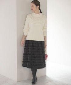 組曲 【WEB限定カラーあり】透かし編みバルキーハイネックニット