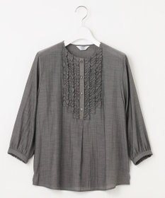 J.PRESS LADIES 【洗える・速乾・接触冷感】リライムライトローン フリル ブラウス