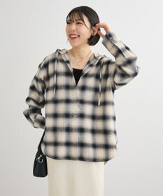 Green Parks ネルチェックフードシャツ