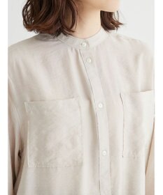 Green Parks バンドカラーポケット付きシアーシャツ