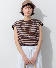 23区 【先行予約】マルチボーダー フレンチスリーブ カットソー