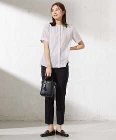 J.PRESS LADIES S 【洗える】ドビー強撚ストライプ 前開き ブラウス