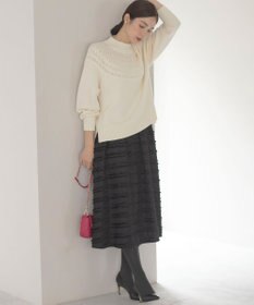 組曲 【WEB限定カラーあり】透かし編みバルキーハイネックニット