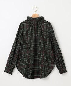 組曲 L シアーツイルチェック ハイネックブラウス