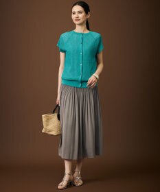 自由区 S 【デザインアップデート・ウエストゴム・セットアップ対応・セレモニー・通勤】ライトサテンプリーツ スカート