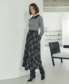 YECCA VECCA チェック柄アシメデザインスカート