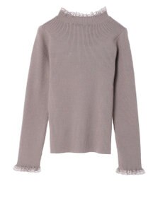 earth music&ecology レースドッキングリブニット