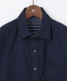 JOSEPH ABBOUD 【キングサイズ・2WAY】リバーシブルストライプ 七分袖 シャツ