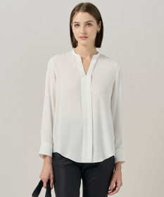 ICB L 【新色追加・WEB限定】BackSatinAmunzen キーネックブラウス