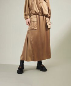 GRACE CONTINENTAL サテンミリタリーロングスカート