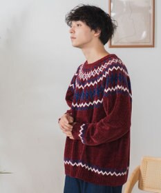 WEGO ベロアモール総柄ラグランプルオーバー