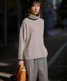 23区 L 【洗える】ウールカシミヤ コンビカラー オフタートル ニット