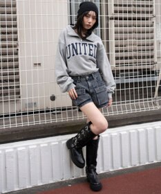 WEGO グラフィックハーフジップスウェット