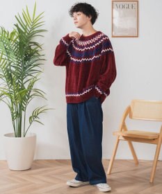 WEGO ベロアモール総柄ラグランプルオーバー