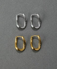 Phoebe 〈金属アレルギー対応〉デイリーニュアンスフープピアス　ゴールド　ステンレス