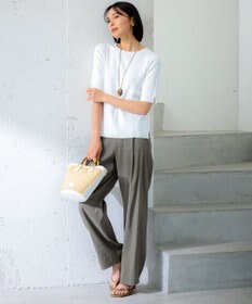 23区 S 【洗える】レーヨンポリエステルストレッチ 5分袖 ニット