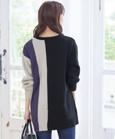 Tiaclasse 【洗える】配色ニットチュニック