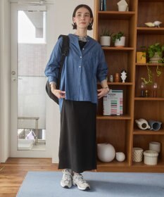WEGO 【ANGIE VINTAGE】シアーデニムバンドカラーシャツ