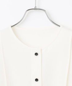 #Newans 【洗濯機可能/シワになりにくい】〈肩幅・二の腕が華奢見えする〉パフスリーブバイカラーブラウス