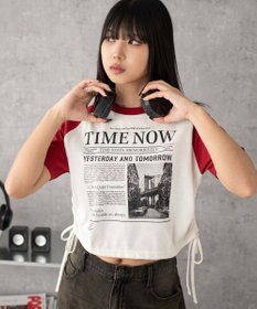 WEGO グラフィックショートサイドリボンドロストT