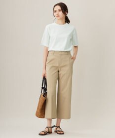 自由区 L 【接触冷感・洗える】コットンサテンストレッチクロップド丈ワイド パンツ