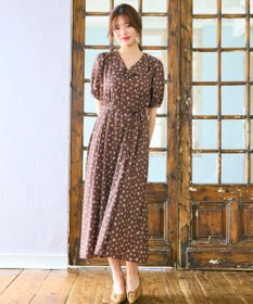 Feroux カシュクールデザイン 小花プリントワンピース