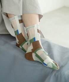 COQ MOSS MEMORY シアーパッチワークソックス
