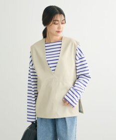 Green Parks フェイクレザーＶネックベスト