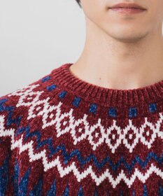 WEGO ベロアモール総柄ラグランプルオーバー