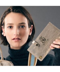 A.D.M.J. 【牛革】イタリアンレザークラックメタルスリムウォレット