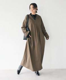 CRAFT STANDARD BOUTIQUE 刺繍入りツイルＶネックワンピース