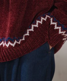 WEGO ベロアモール総柄ラグランプルオーバー