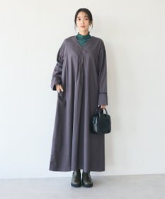 CRAFT STANDARD BOUTIQUE 刺繍入りツイルＶネックワンピース