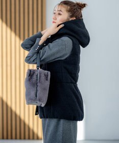 組曲 【中綿・軽羽織】フード付きパディングベスト