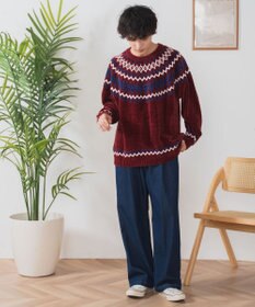 WEGO ベロアモール総柄ラグランプルオーバー