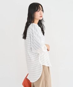 Green Parks シアーチェック７分袖シャツ