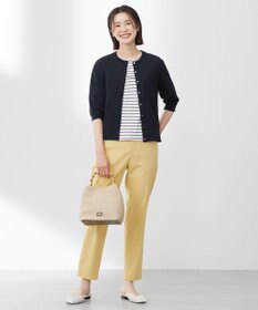 J.PRESS LADIES 【洗える】セルロースリネンストレッチ テーパード パンツ