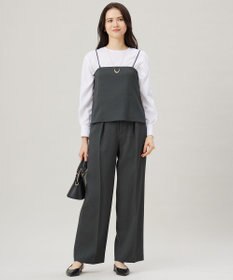 自由区 S 【セットアップ対応・接触冷感・洗える】リネンライクシンセティックワイドストレート パンツ