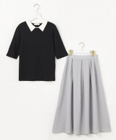 ANY SIS 【好印象企画】襟配色ニット×タックスカートセット