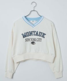 WEGO Vネックラインリブショートスウェット